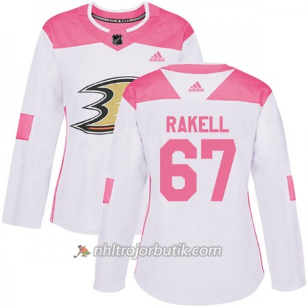 Dame Ishockey Anaheim Ducks Tröja Rickard Rakell 67 Adidas 2017-2018 Vit Rosa Fashion Authentic